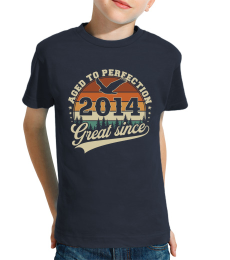 Tee Shirt Pour Enfant Manche Courte Vintage 2014 Rétro Cadeau Anniversaire