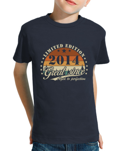 Tee Shirt Pour Enfant Manche Courte Vintage 2014 Anniversaire Cadeau