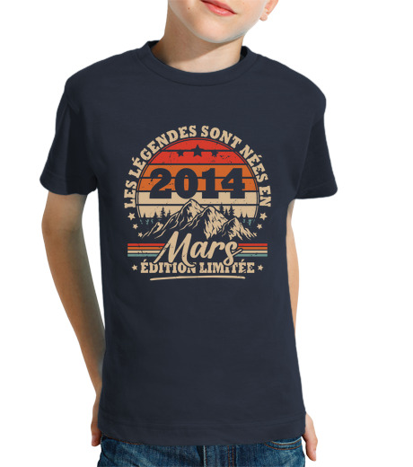 Tee Shirt Pour Enfant Manche Courte Vintage Anniversaire 10 Ans Mars 2014