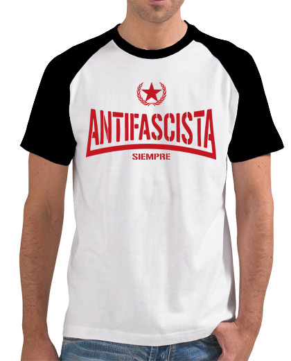 Image of t shirt baseball t-shirt h - antifascist always red letters