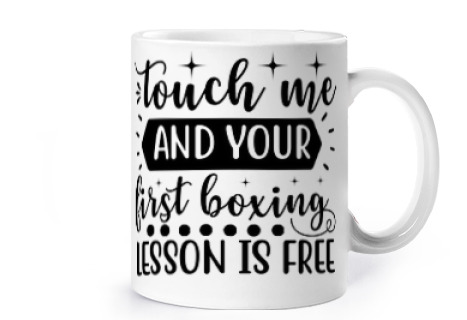 Image of boxing muay thai touch me and you will cup coffee tea croissants herbal infusion