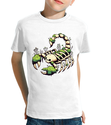 Tee Shirt Pour Enfant Manche Courte os du crâne scorpion envahi par la mous