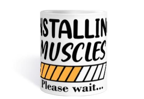 Image of bodybuilding program humor funny cup coffee tea croissants herbal tea infusion