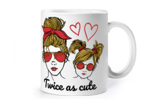 Image of young mother and her cute daughter mom cup milk tea infusion moom mam mama