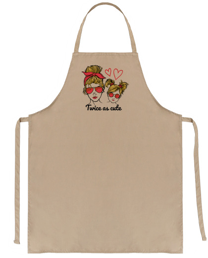 Image of young mother and her very cute daughter cook saleswoman waitress mom