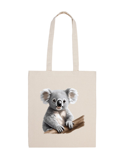 Image of koala baby realistic drawing too cute beach bag tote