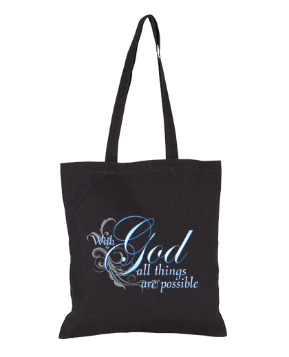 Image of with god all things are possible faith christ preaching bag bible studies beach tote