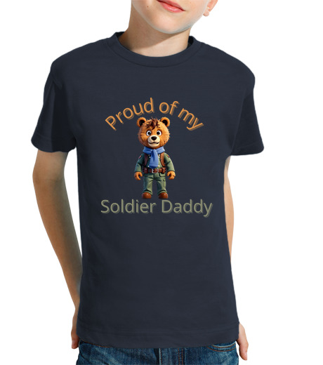 Tee Shirt Pour Enfant Manche Courte Proud of my soldier daddy - cute bear