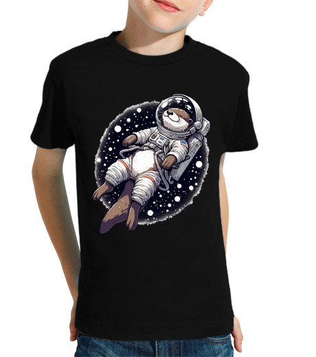 Tee Shirt Pour Enfant Manche Courte loutre astronaute dérivant dans l39espa