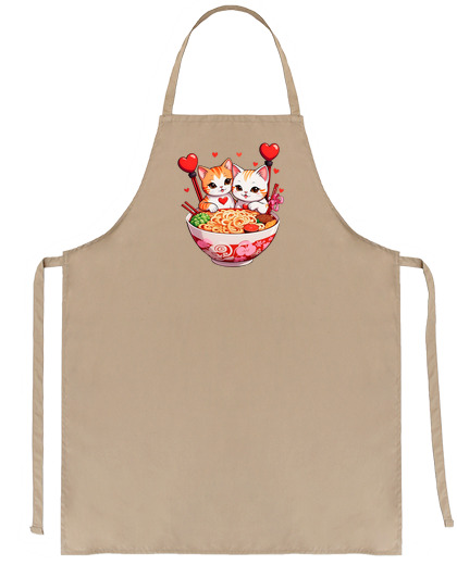 Image of white ginger cat ramen heart noodles waiter waitress seller saleswoman crafts