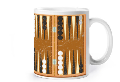 Image of backgammon tric trac popular game cup coffee tea croissants herbal tea