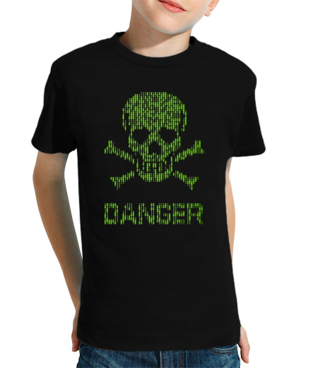 Tee Shirt Pour Enfant Manche Courte alerte danger binaire