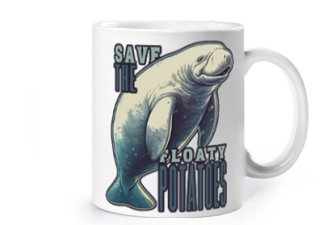 Image of manatee let's save the manatees cup coffee tea croissants herbal infusion