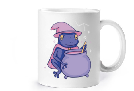 Image of frog magician violet magic potion infusion