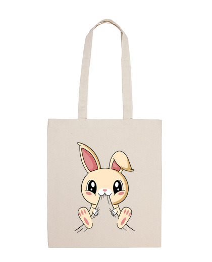 Image of cute bunny who eats t-shirt polo beach bag vacation tote fanzine
