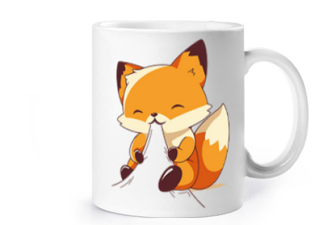 Image of fox who eats the polo jersey top cup coffee tea croissants herbal tea infusion