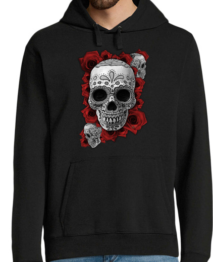 Sweat-shirt À Capuche Pour Homme roses crâne mexicain n !!!