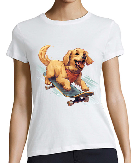 Image of golden retriever puppy skateboard skate