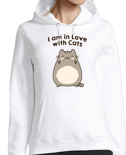 Sweat-shirt À Capuche Pour Femme je suis en amour avec les chats