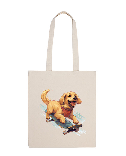 Image of golden retriever puppy skateboard skate bag vacation beach tote