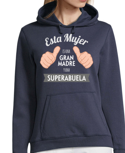 Sweat-shirt À Capuche Pour Femme grande mère et superabuela (fond noir)