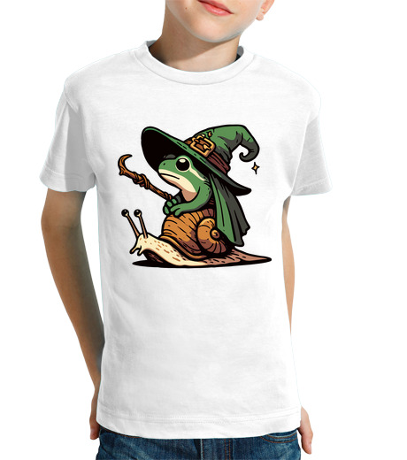 Tee Shirt Pour Enfant Manche Courte Voyage de grenouille sorcière kawaii su