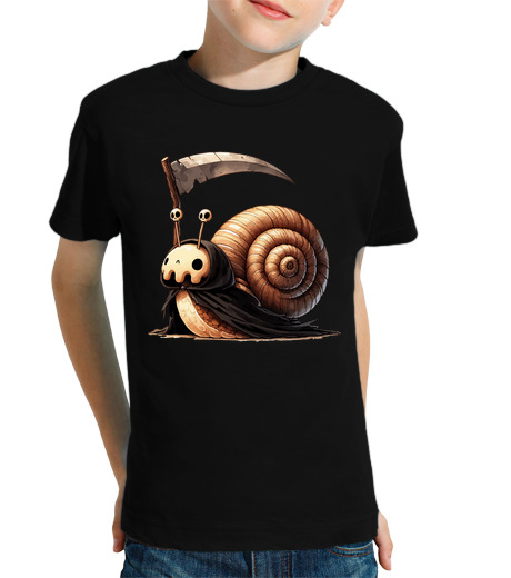 Tee Shirt Pour Enfant Manche Courte Faucheuse d39escargot de la mort kawaii