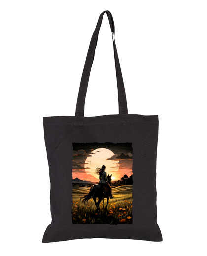 Image of woman on her horse sunset bag vacation swimming pool beach tote