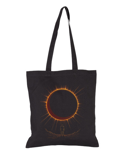 Image of eclipse man watching sun moon bag documents beach vacation tote