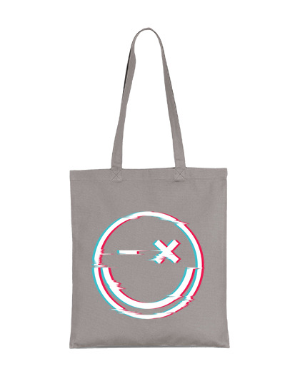 Image of smiley glitch less multiply trouble bag pool beach vacation tote