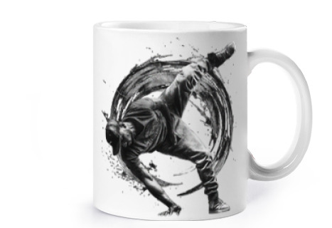 Image of breakdance discipline games program cup coffee tea croissants herbal tea fan jersey