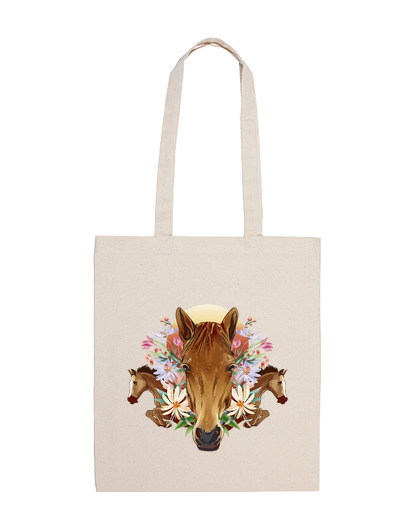 Image of horses painting flowers cornflowers passion bag beach swimming pool vacation tote