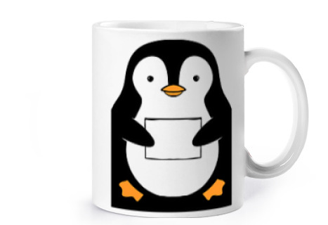 Image of penguin customizable photo text cup coffee tea croissants herbal tea infusion