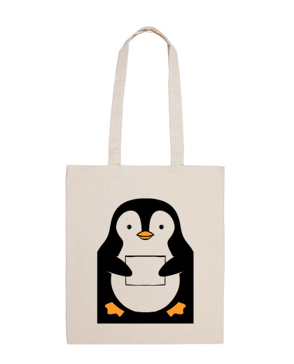Image of penguin customizable photo text beach bag pool vacation tote