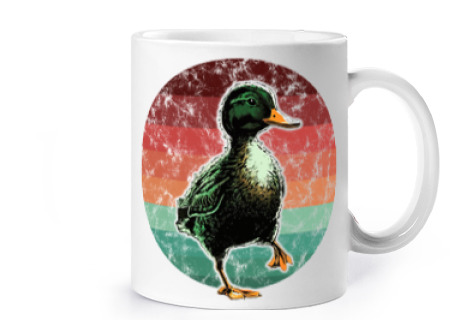 Image of duck sunset retro vintage cup coffee tea croissants herbal tea infusion