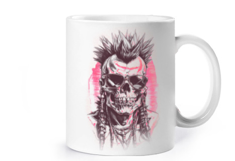 Image of indian punk skull big chef cup coffee tea croissants infusion herbal tea