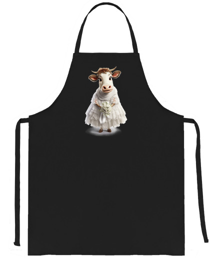 Image of cow in bride vintage retro funny breeder seller butcher butcher market waiter artisan