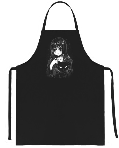 Image of anime black cat scary creepy emptied waitress saleswoman hostess moonlight