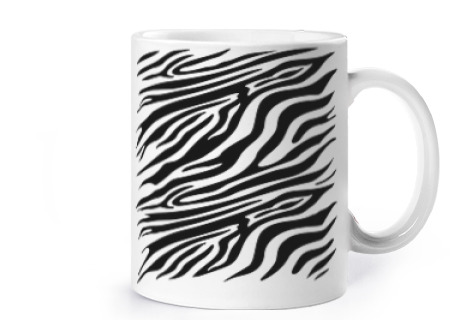 Image of zebra skin to personalize first name cup coffee tea croissants herbal tea infusion