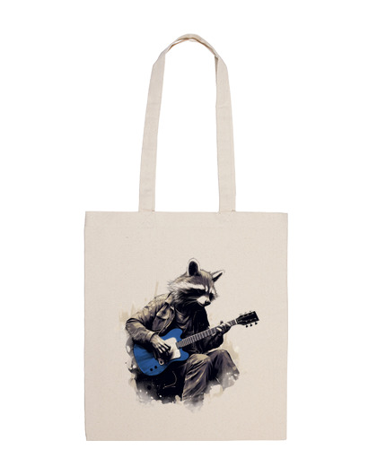 Image of raccoon guitarist customizable bag sheet music tablatures notes tab tote