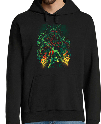 Sweat-shirt À Capuche Pour Homme cthulhu vs kratos