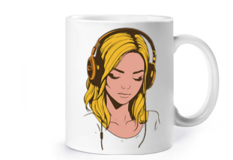 Image of romantic woman customizable cup coffee tea croissants herbal tea infusion