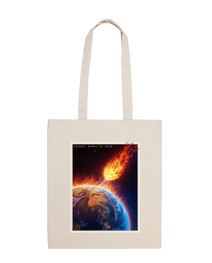 Image of comete apophis april 13, 2029 end of beach shopping tote bag