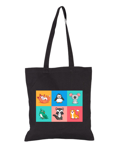 Image of fun animals for children memo cat bag class shopping course tote