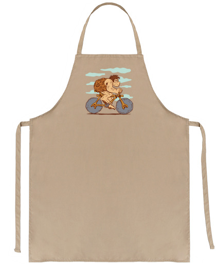 Image of man from cro-magnon who rides a bike seller waiter bartender