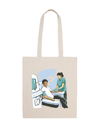 Image of nurse care young sampling bag documents work stuff tote