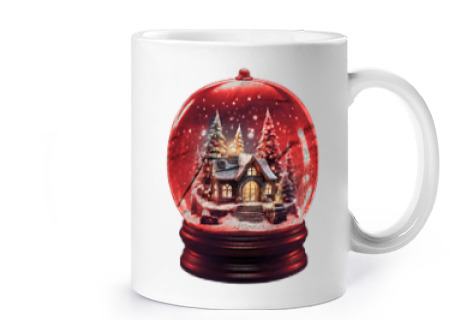 Image of vintage glass snow globe retro cup coffee tea growing herbal infusion