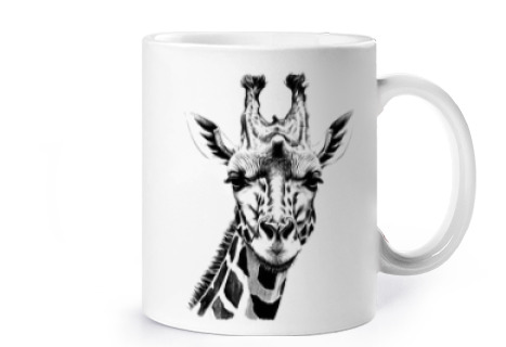 Image of giraffe animal image drawing cup coffee tea croissants infusion herbal tea