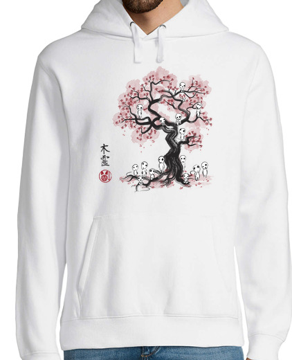 Sweat-shirt À Capuche Pour Homme Esprits de la Forêt Sumi-e