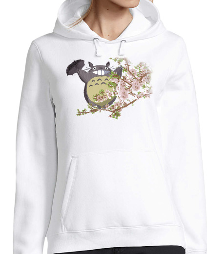 Sweat-shirt À Capuche Pour Femme totoro and les fleurs